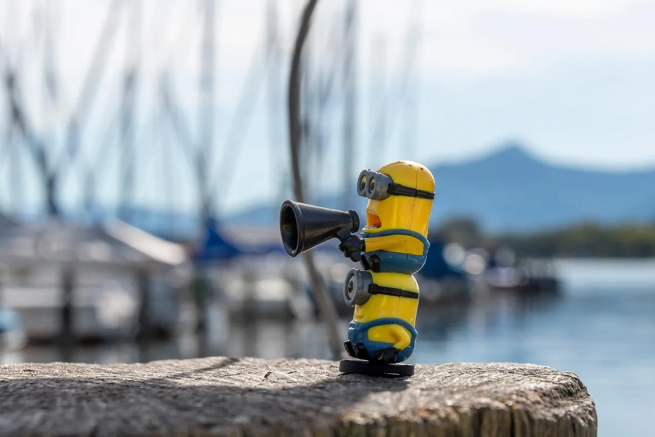 Minion, megaphone, toys